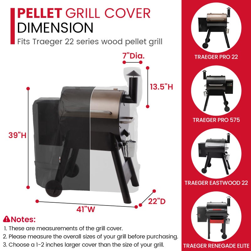 Unicook Grill Cover Compatible with Traeger Pro 22/ Pro 575 Series Wood Pellets, Heavy Duty Waterproof Full-Length Outdoor BBQ Smoker Cover, All-Season Protection Grill Accessory - Image 2